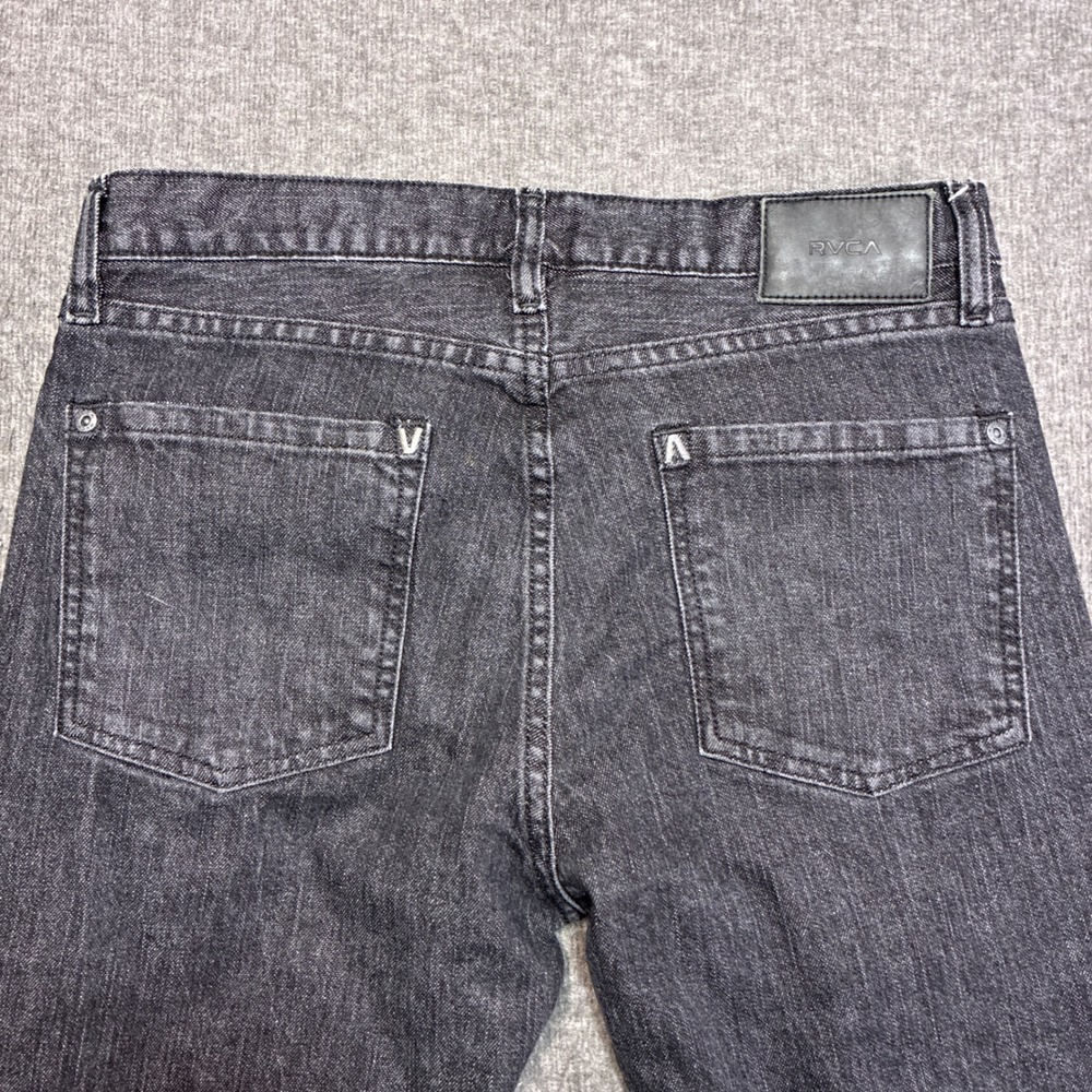 RVCA Daggers Jeans‎ Denim Mens 32x30 Black Slim Fit Skate Surf y2k Faded
